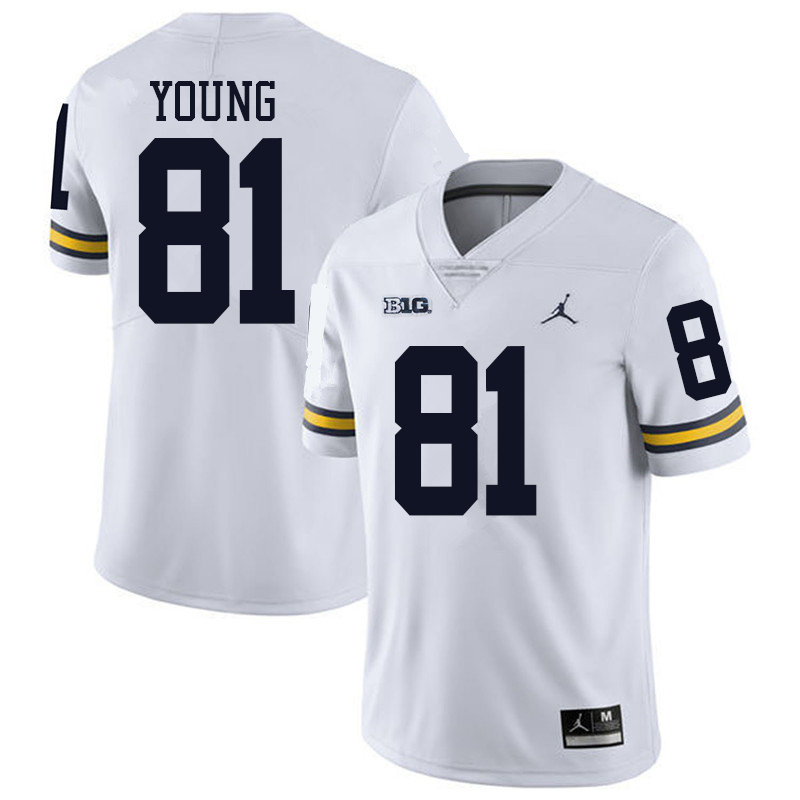 Jordan Brand Men #81 Jack Young Michigan Wolverines College Football Jerseys Sale-White